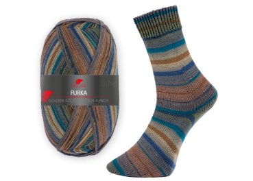 Furka, stretch sock wool, Golden socks, Pro Lana, golden socks brown blue